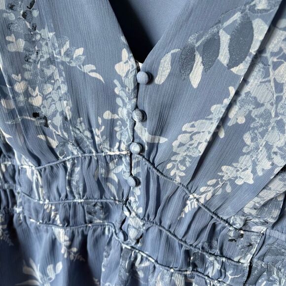 WHBM Blouse Womens Size Large Multicolor Peplum Floral VNeck Romantic - Picture 4 of 5